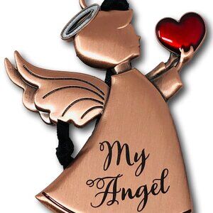 Hallmark Copper Color Angel with Red Heart MY ANGEL Christmas Ornament